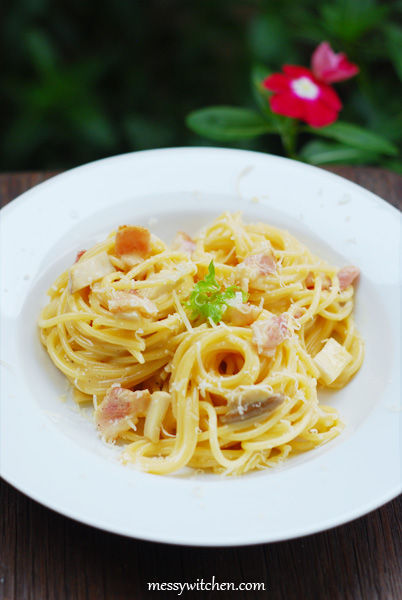 Spaghetti Carbonara With Creme Fraiche